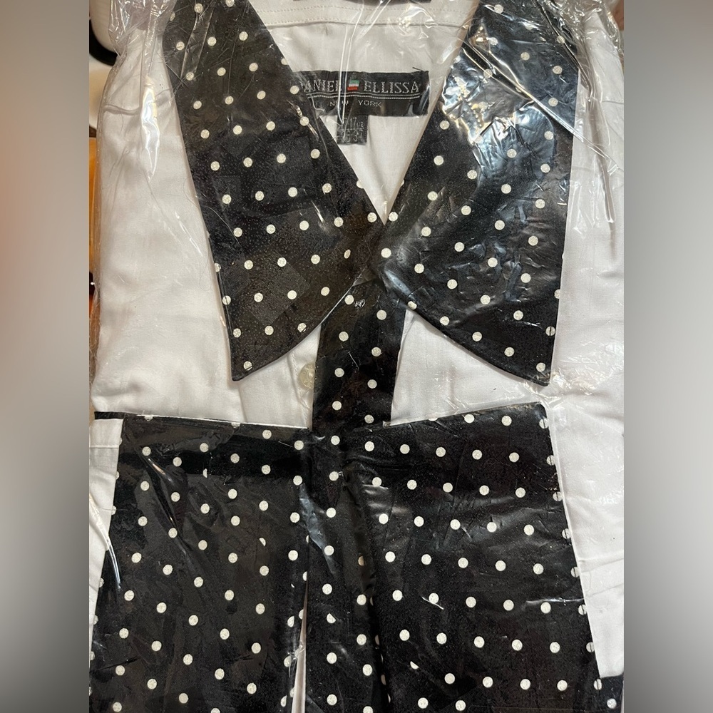 Daniel Ellissa Black & White Stripe French Cuff Shirt Sz 17-17.5 Men